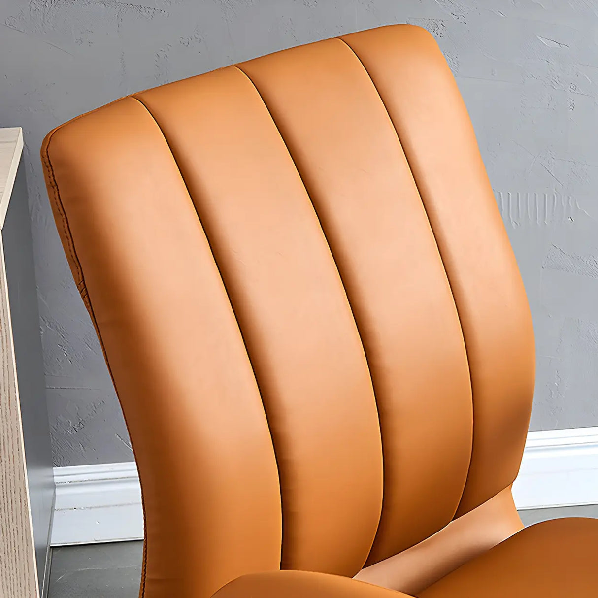 Contemporary Brown Swivel Leather Office Chair with Wheels Image - 13