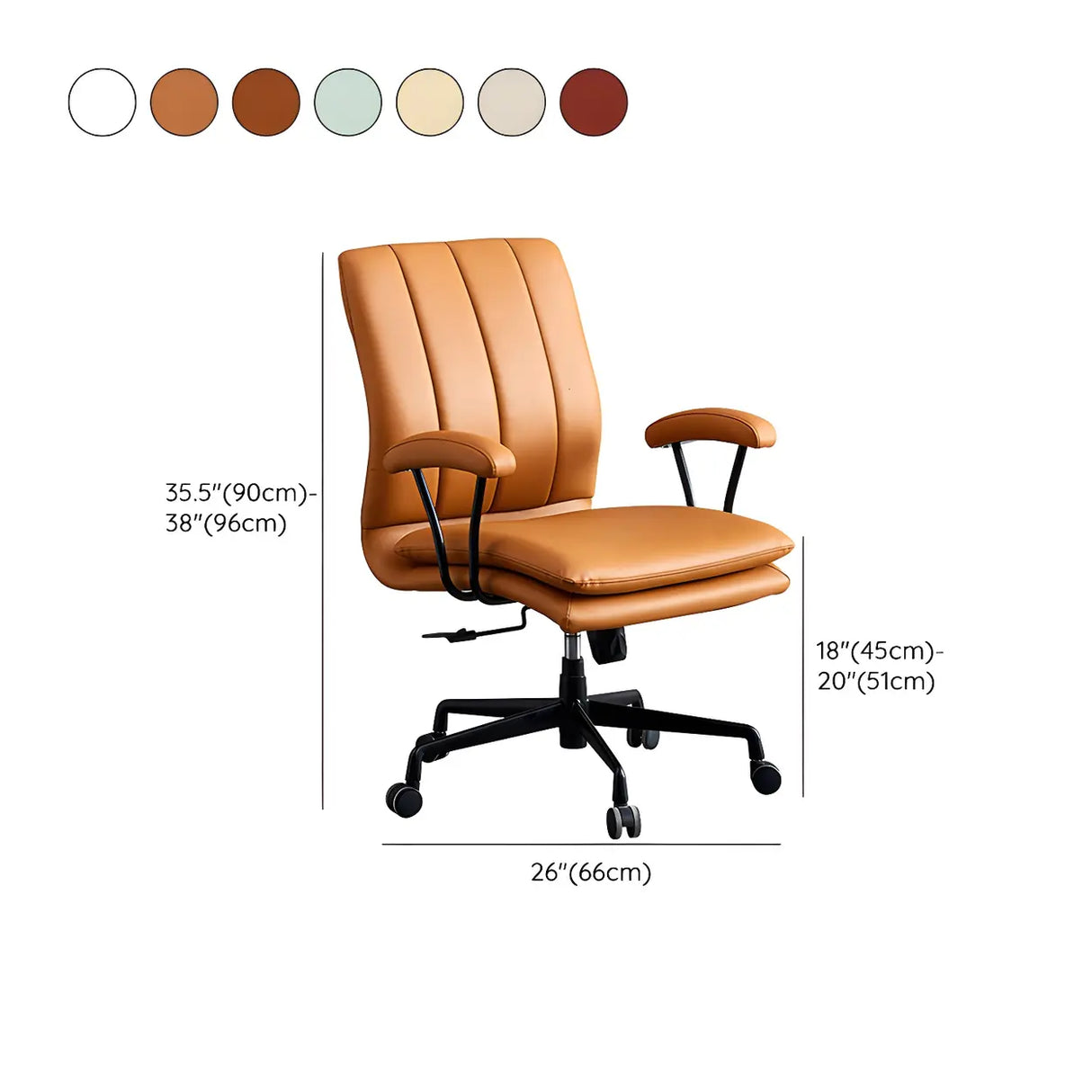 Contemporary Brown Swivel Leather Office Chair with Wheels 