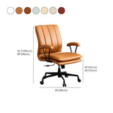 Contemporary Brown Swivel Leather Office Chair with Wheels #size
