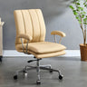 Contemporary Brown Swivel Leather Office Chair with Wheels Image - 2