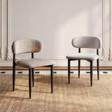 Contemporary Chenille Low Back Armless Dining Chair Set of 2 Image - 1