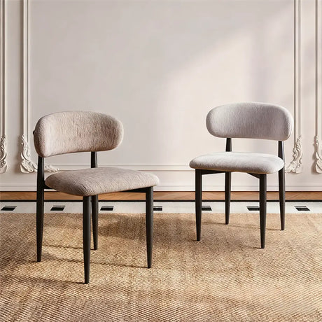 Contemporary Chenille Low Back Armless Dining Chair Set of 2 Image - 1