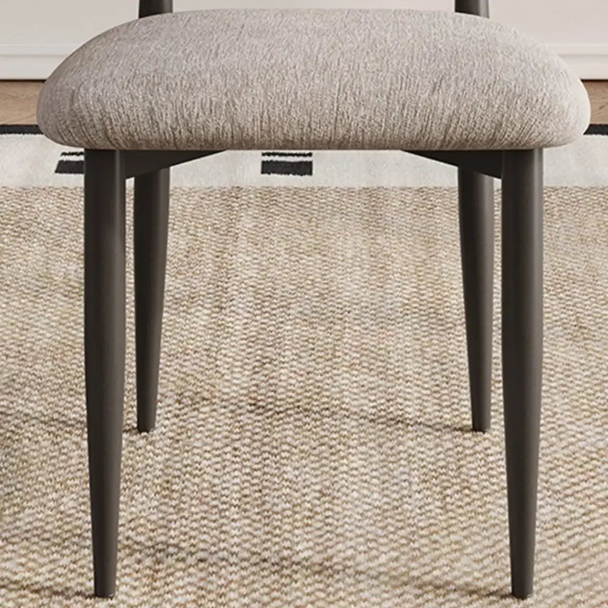 Contemporary Chenille Low Back Armless Dining Chair Set of 2 Image - 3