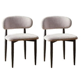 Contemporary Chenille Low Back Armless Dining Chair Set of 2 Image - 6