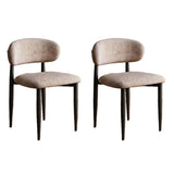 Contemporary Chenille Low Back Armless Dining Chair Set of 2 Image - 7