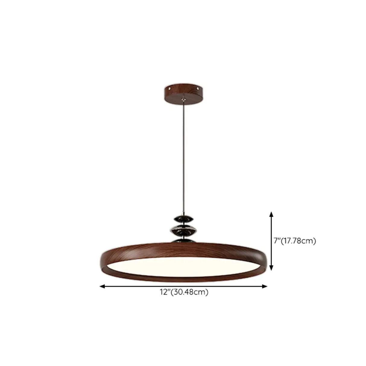 Contemporary Circle Acrylic Dining Room Walnut Pendant Light 