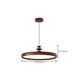 Contemporary Circle Acrylic Dining Room Walnut Pendant Light #size