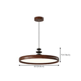 Contemporary Circle Acrylic Dining Room Walnut Pendant Light Image - 12