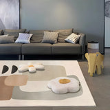 Contemporary Color Block Polyester Morandi Area Rug Image - 22