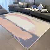 Contemporary Color Block Polyester Morandi Area Rug Image - 7