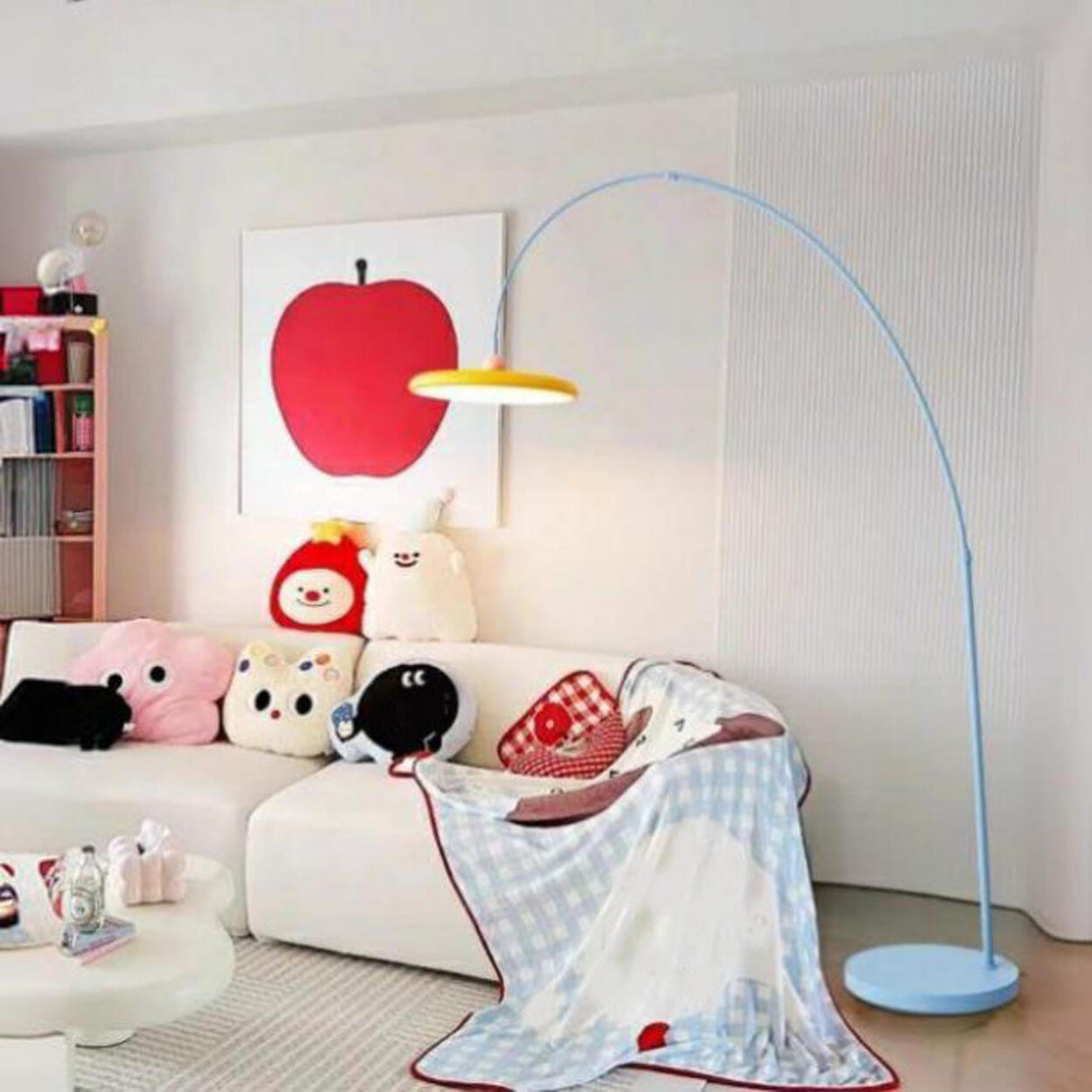 Contemporary Colorful Disc Metal Arched Floor Lamp Image - 1