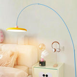 Contemporary Colorful Disc Metal Arched Floor Lamp Image - 12