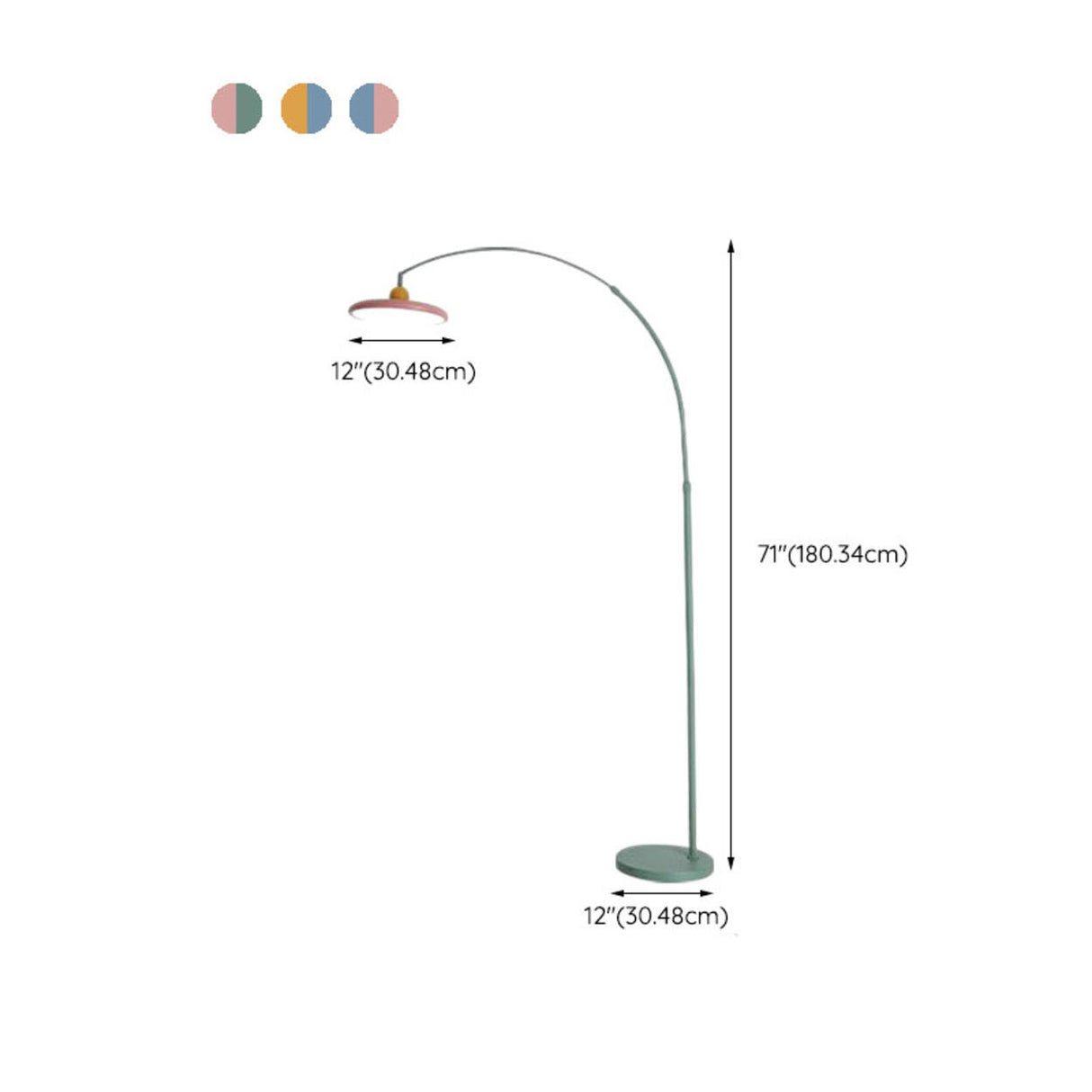 Contemporary Colorful Disc Metal Arched Floor Lamp 