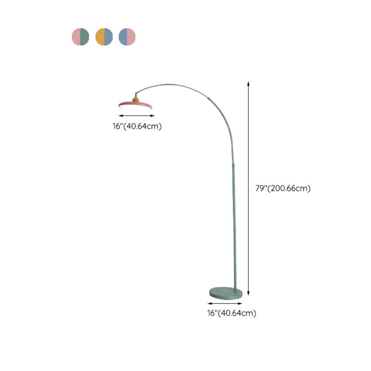 Contemporary Colorful Disc Metal Arched Floor Lamp Image - 18