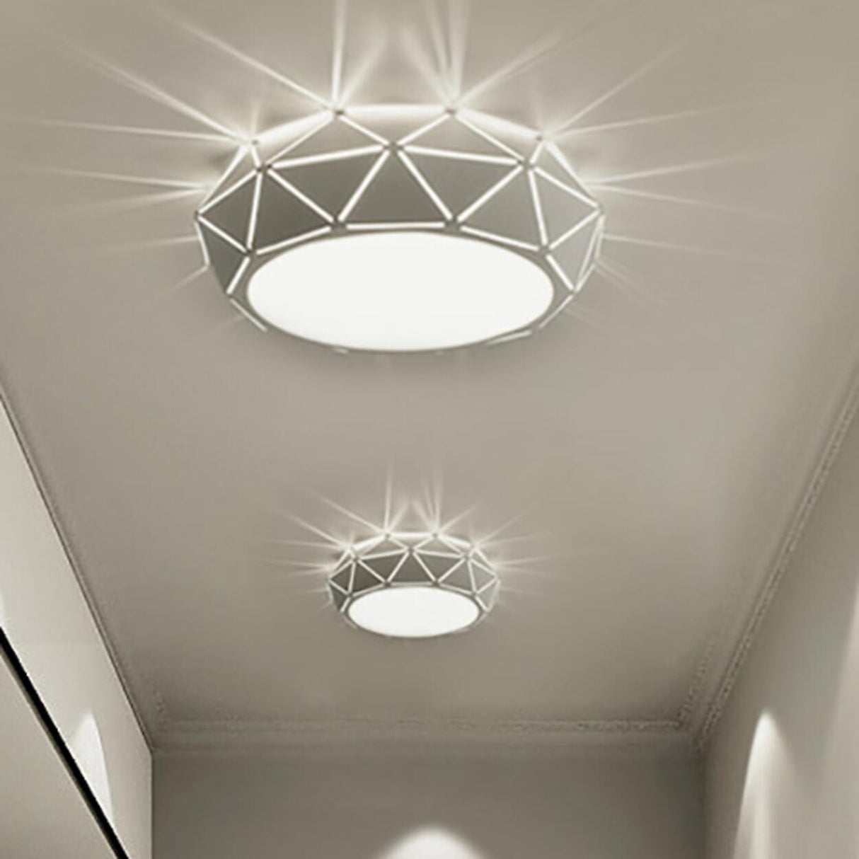 Contemporary Corridor Drum LED Flush Mount Ceiling Lamp Image - 10