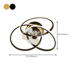 Contemporary Creative Linear Rings Ceiling Fan Light #size