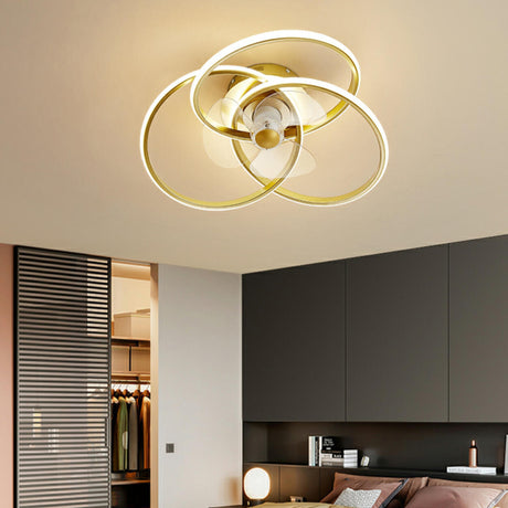 Contemporary Creative Linear Rings Ceiling Fan Light Image - 2
