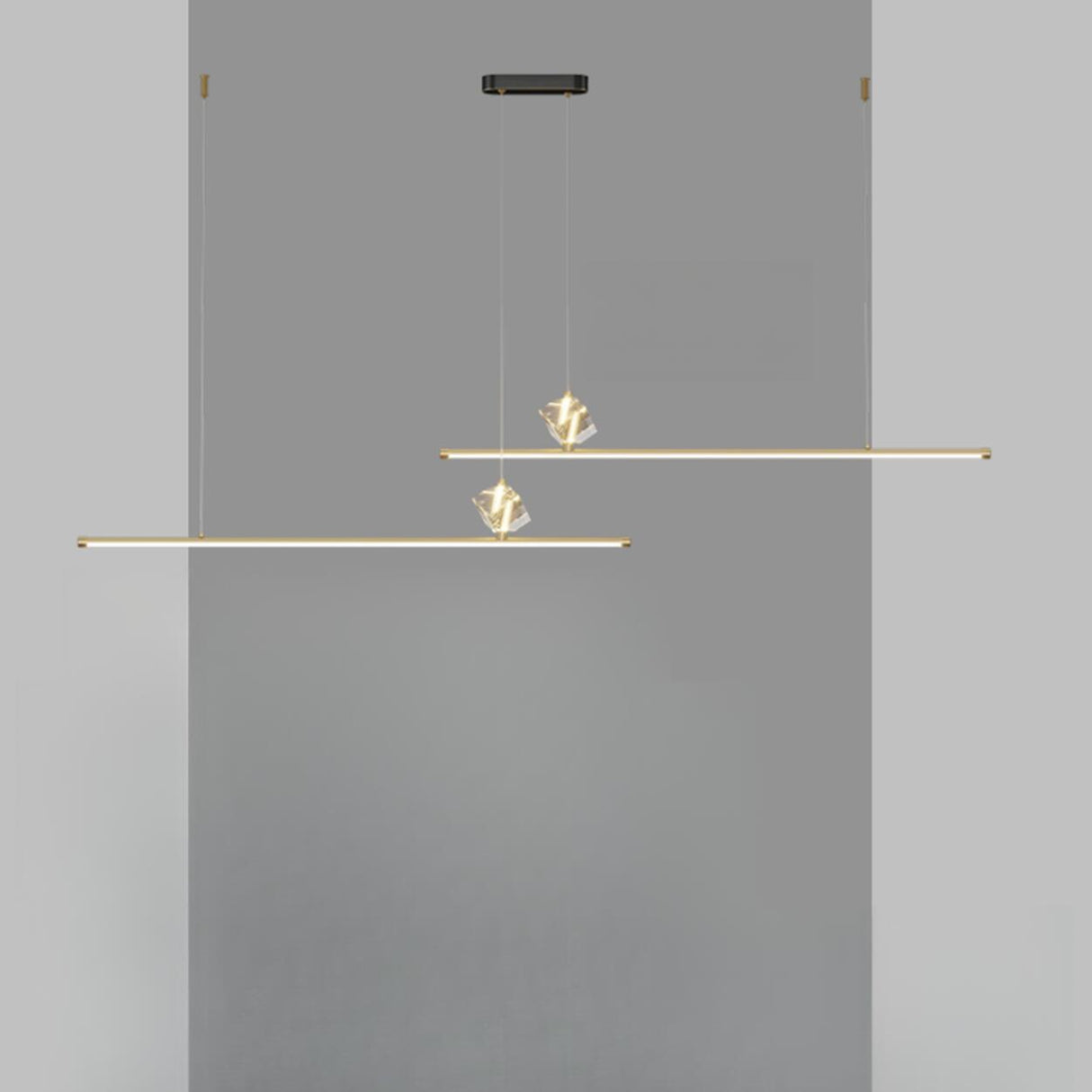 Contemporary Crystal Linear Kitchen Pendant Light Image - 3