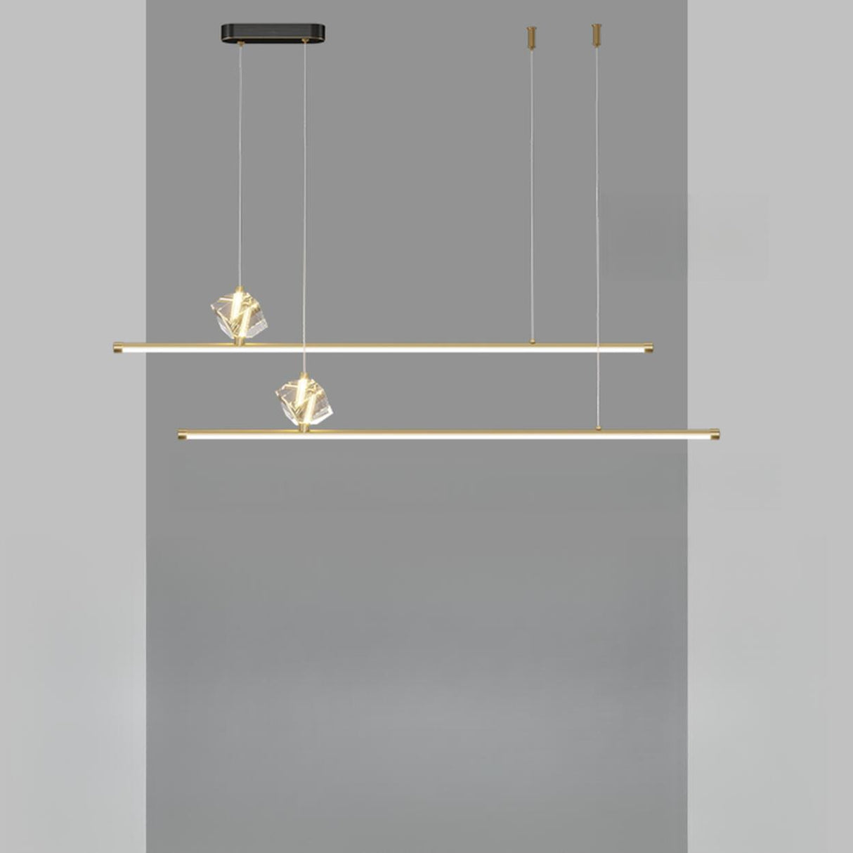 Contemporary Crystal Linear Kitchen Pendant Light Image - 5