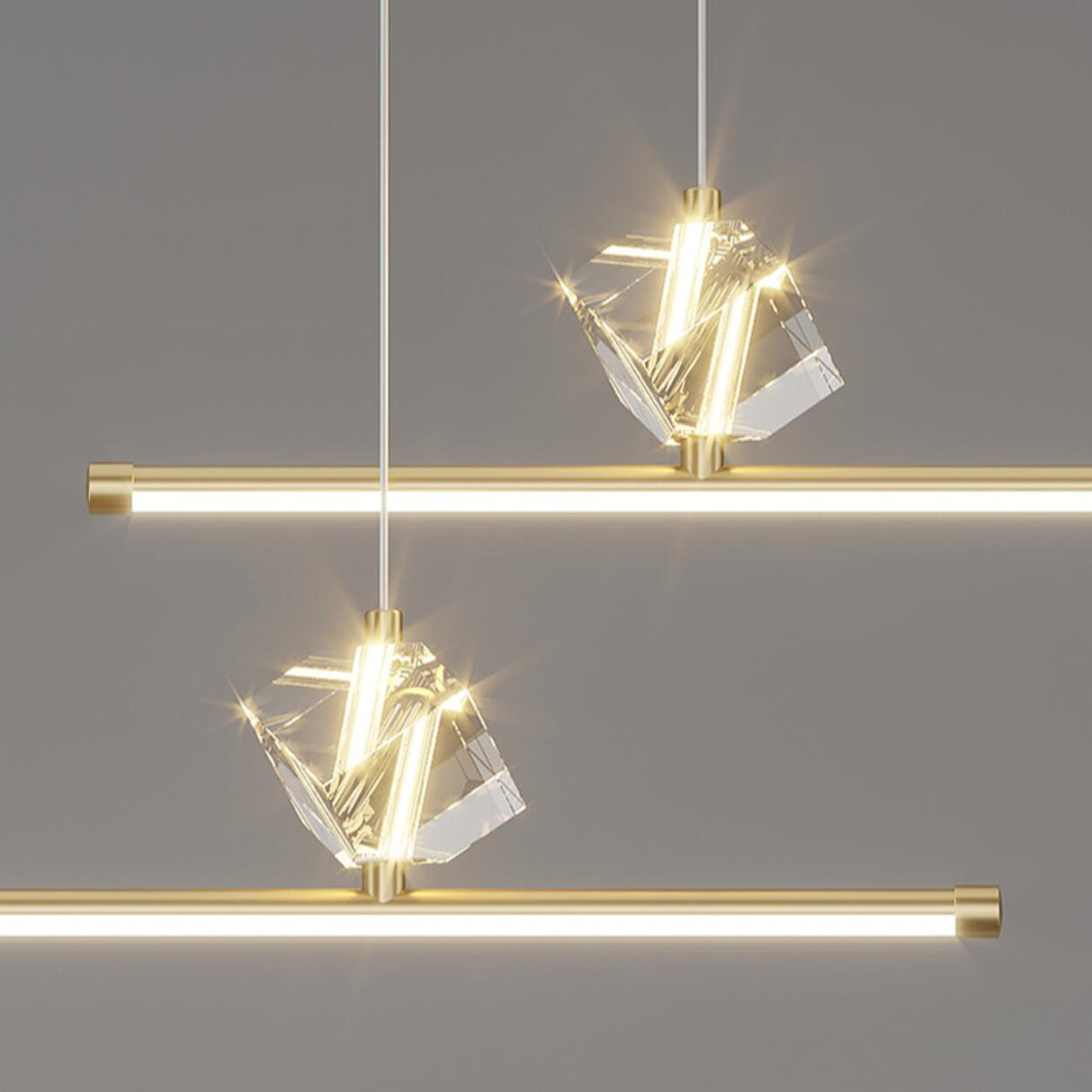 Contemporary Crystal Linear Kitchen Pendant Light Image - 9