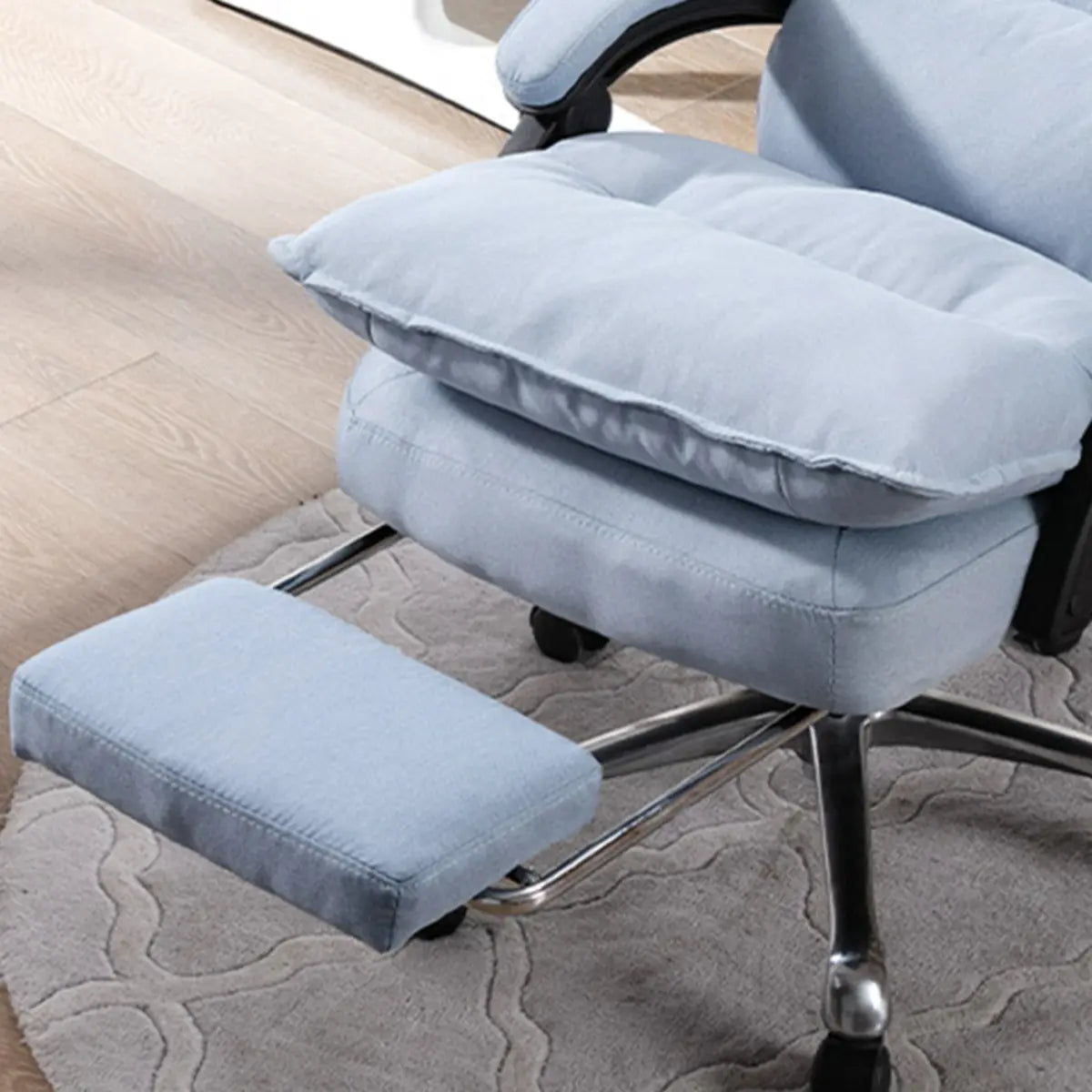 Contemporary Ergonomic Fabric Reclining Black Office Chair Image - 11