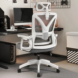 Contemporary Ergonomic Home Swivel White Mesh Office Chair Image - 14