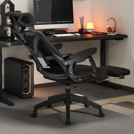 Contemporary Ergonomic Home Swivel White Mesh Office Chair Image - 2