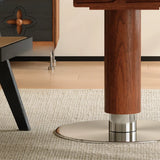 Contemporary Extendable Stone Round Top Metal Base Dining Table Image - 10
