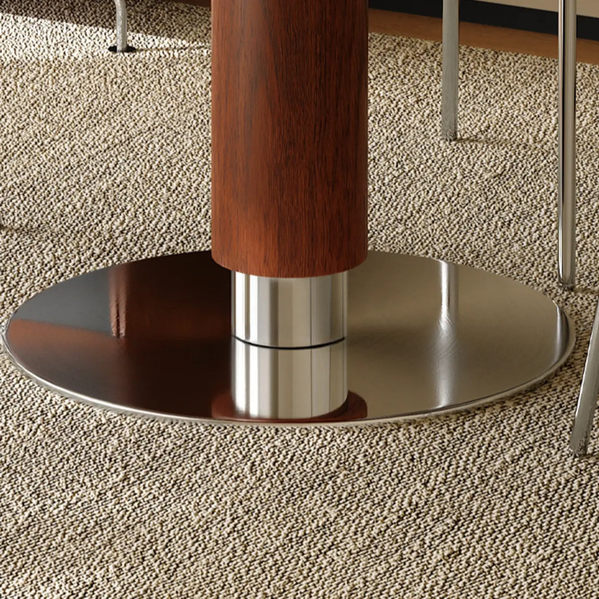 Contemporary Extendable Stone Round Top Metal Base Dining Table Image - 12