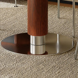 Contemporary Extendable Stone Round Top Metal Base Dining Table Image - 12