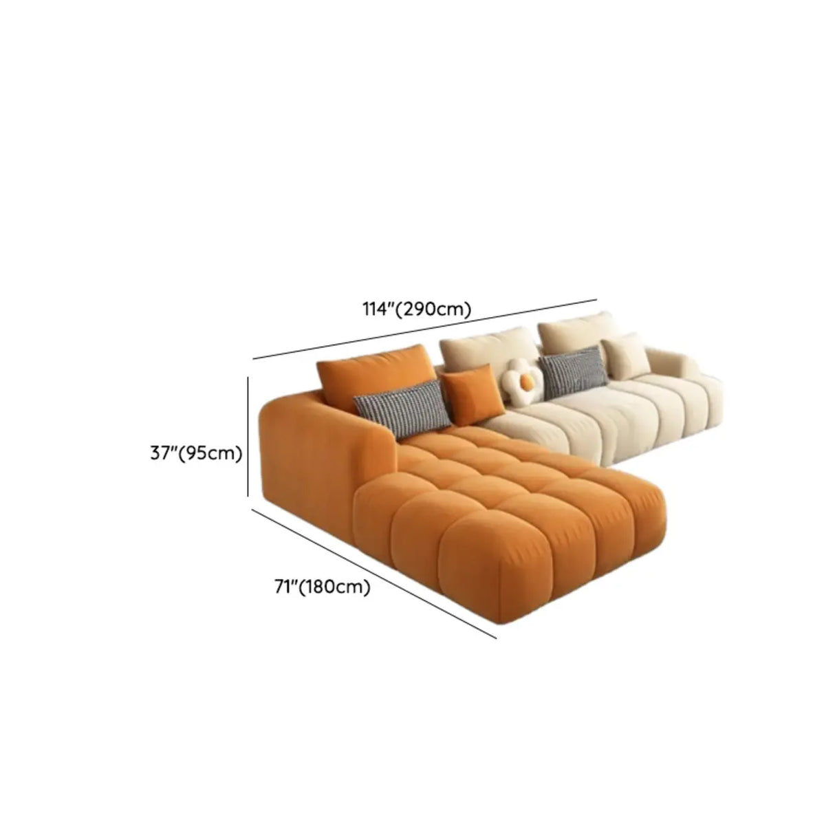 Contemporary Fabric L-Shape Beige Stationary Large Sofa Set Image - 11