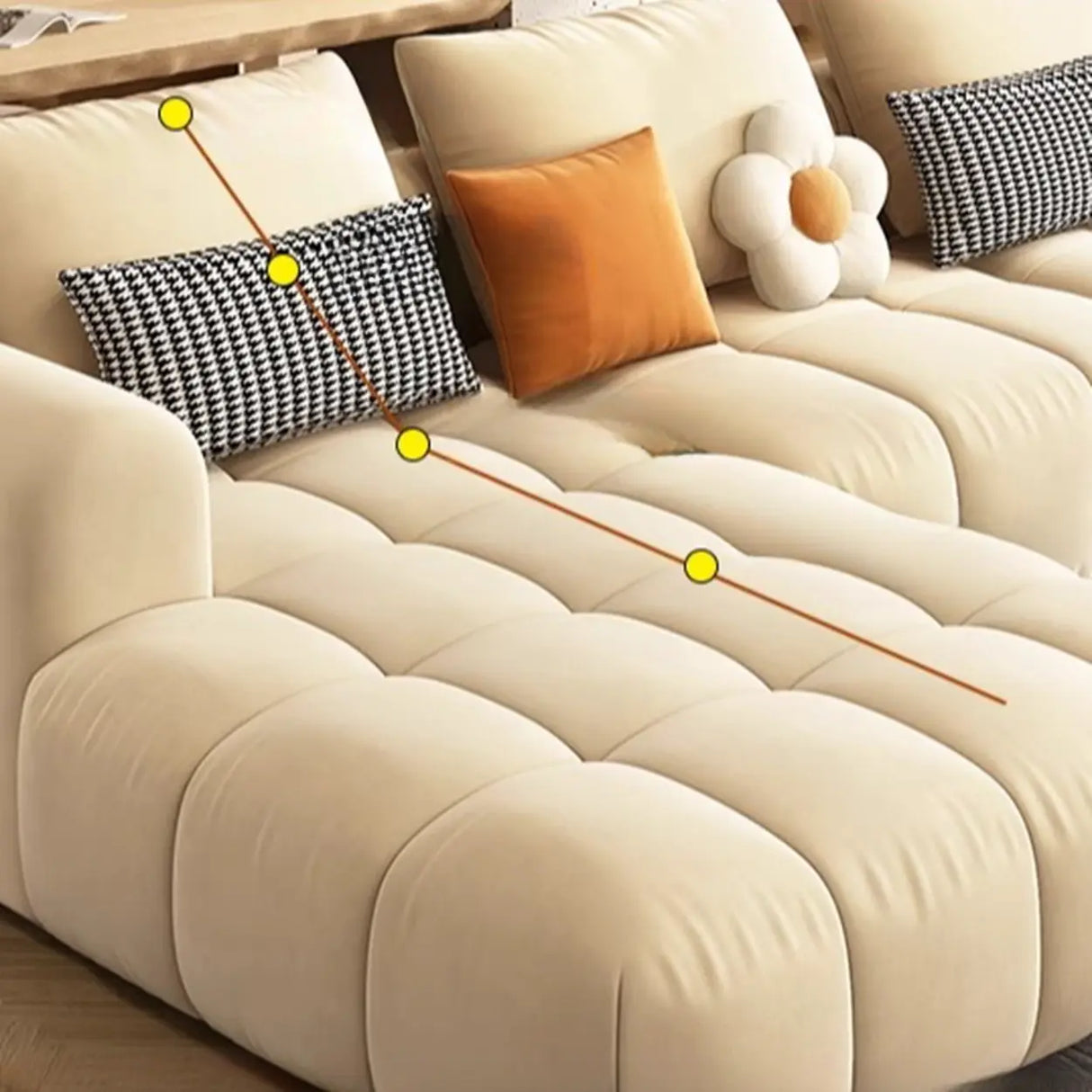 Contemporary Fabric L-Shape Beige Stationary Large Sofa Set Image - 6