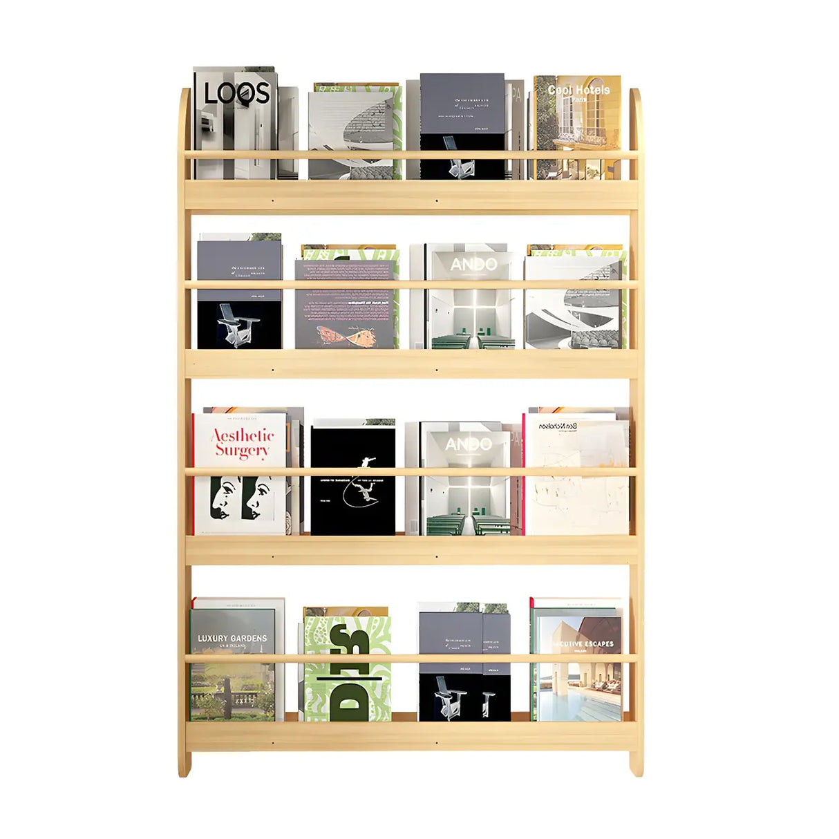 Contemporary Floating Wall Shelf Natural Wood Bookcase Image - 20