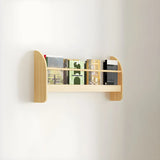 Contemporary Floating Wall Shelf Natural Wood Bookcase Image - 21