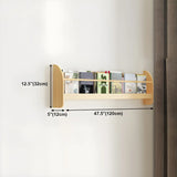 Contemporary Floating Wall Shelf Natural Wood Bookcase Image - 40