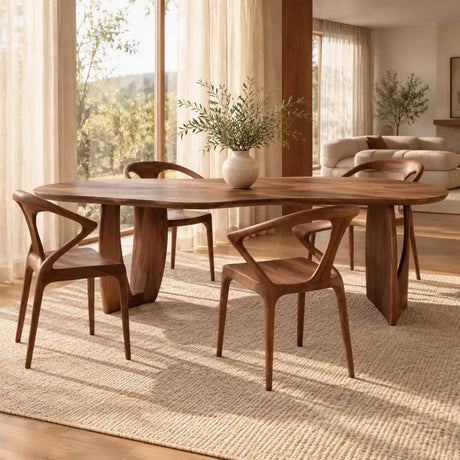 Contemporary Free Form Black Walnut Wood Dining Table Image - 1