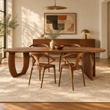 Contemporary Free Form Black Walnut Wood Dining Table Image - 3