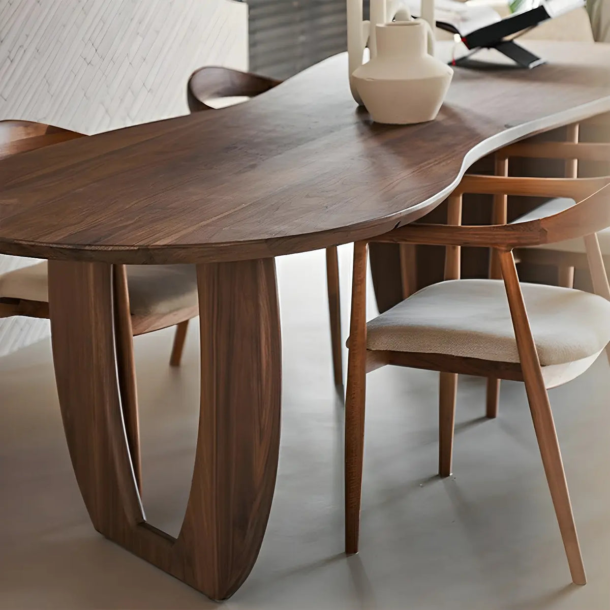 Contemporary Free Form Black Walnut Wood Dining Table Image - 8