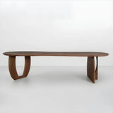 Contemporary Free Form Brown Pine Wood Dining Table Image - 2