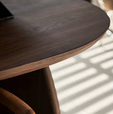 Contemporary Free Form Brown Pine Wood Dining Table Image - 4