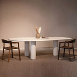 Contemporary Free Form Unique White Wood Dining Table Image - 1