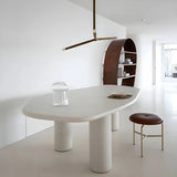 Contemporary Free Form Unique White Wood Dining Table Image - 3