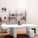 Contemporary Free Form Unique White Wood Dining Table Image - 4