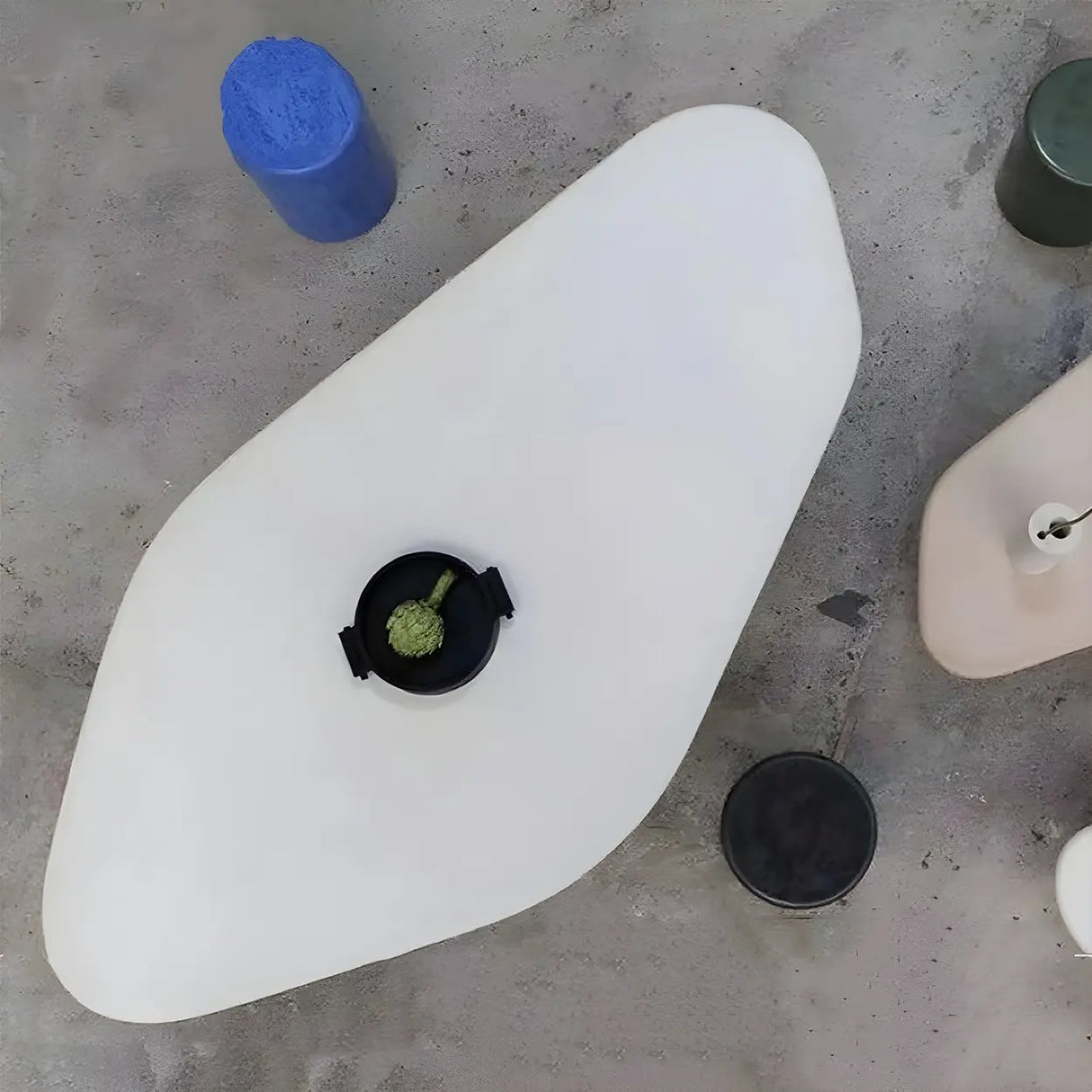 Contemporary Free Form Unique White Wood Dining Table Image - 7