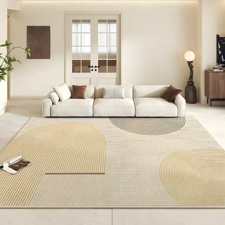 Contemporary Geometric Flannel Apricot Area Rug Image - 1