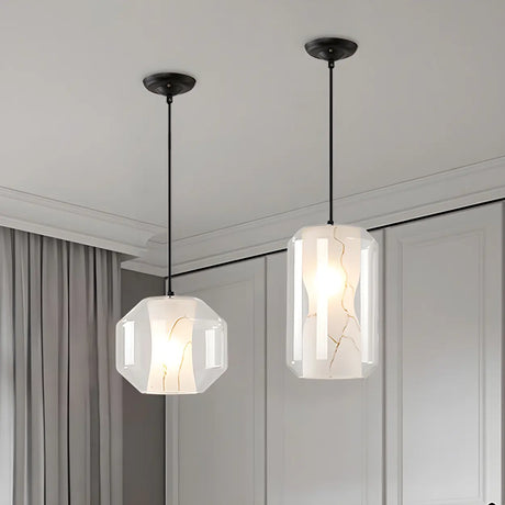 Contemporary Geometric Glass Clear Pendant Light Image - 5