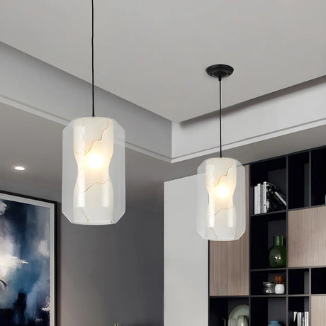 Contemporary Geometric Glass Clear Pendant Light Image - 6