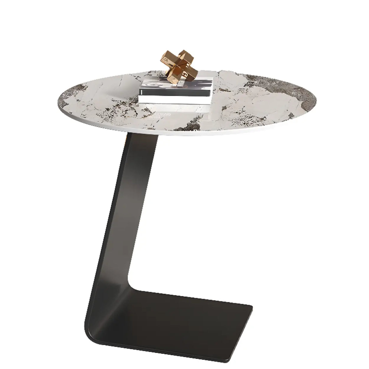 Contemporary Glass Black Circular Steel Base Side Table Image - 11