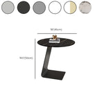 Contemporary Glass Black Circular Steel Base Side Table #size