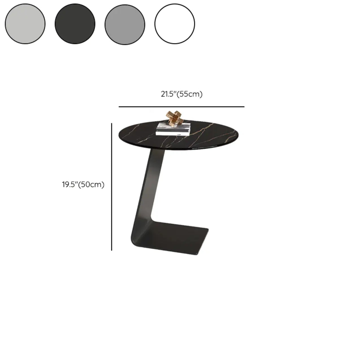 Contemporary Glass Black Circular Steel Base Side Table Image - 20